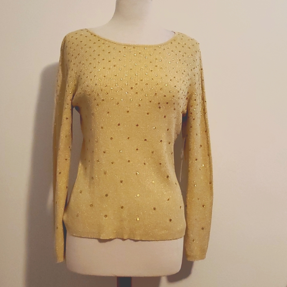 NWT Mercer Street Shimmering Gold Ribbed Sweater